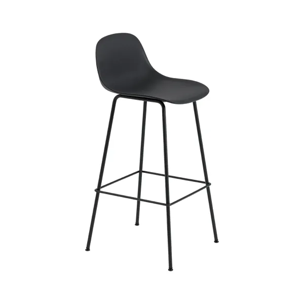 Tabouret De Bar Fiber Tube Noir + Dossier Noir-Muuto Sale