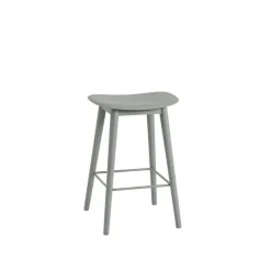 Tabouret De Comptoir Fiber Pieds Bois Vert + Assise Vert-Muuto
