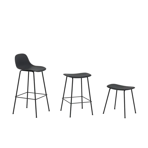 Tabouret De Comptoir Fiber Tube Noir-Muuto
