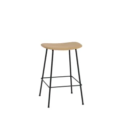 Tabouret De Comptoir Fiber Tube Noir + Assise Ocre-Muuto Online