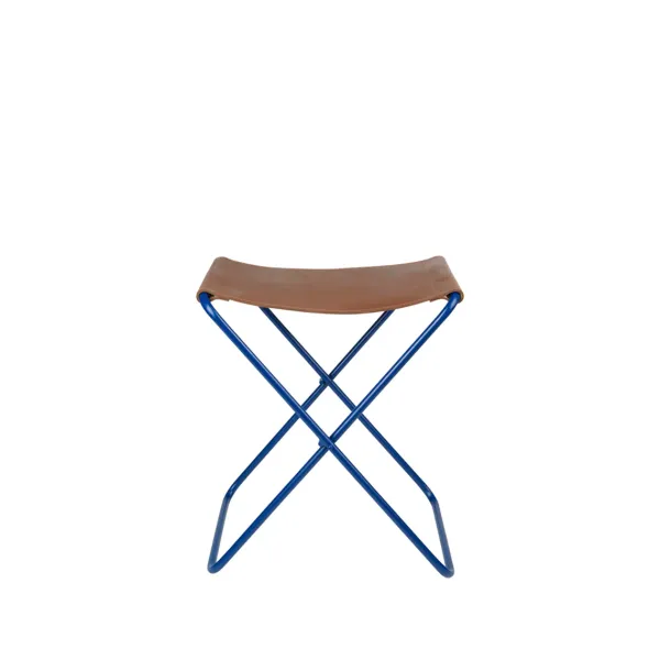 Tabouret Pliant Nola Cuir Et Fer - 39 X 31 X 45 Cm - Intense Bleu-Broste Copenhagen Outlet