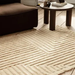 Tapis Crease En Laine Plissee - 160 X 250 Cm - Sable Clair-Ferm Living Clearance
