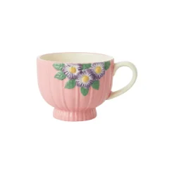 Tasse Avec Fleurs En Relief En Ceramique - O 9,8 Cm - Rose-Rice Online